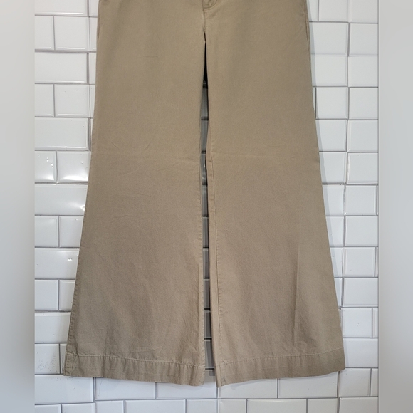 OLD NAVY Chino Khaki Ladies Lot of Two Wide Leg Pants Mid Rise Dark Tan Olive an - Picture 8 of 10